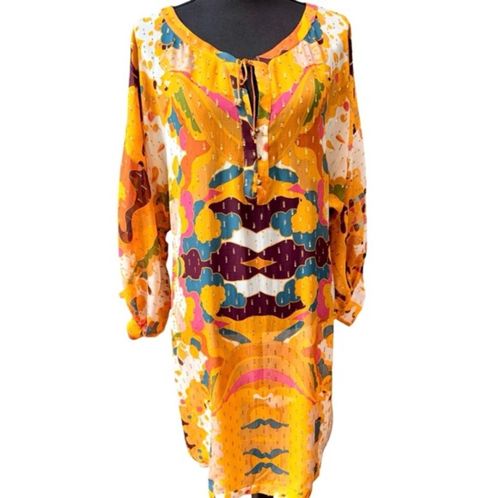 Diane von Furstenberg Silk Metallic Tunic Shift Dress/cover-up newly dry cleaned